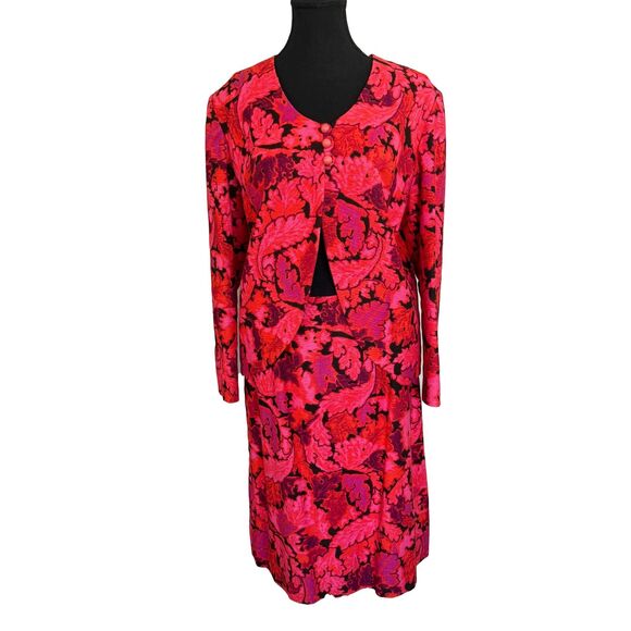 Vintage 1960s Young Edwardian by Arpeja Pink Floral Skirt Suit